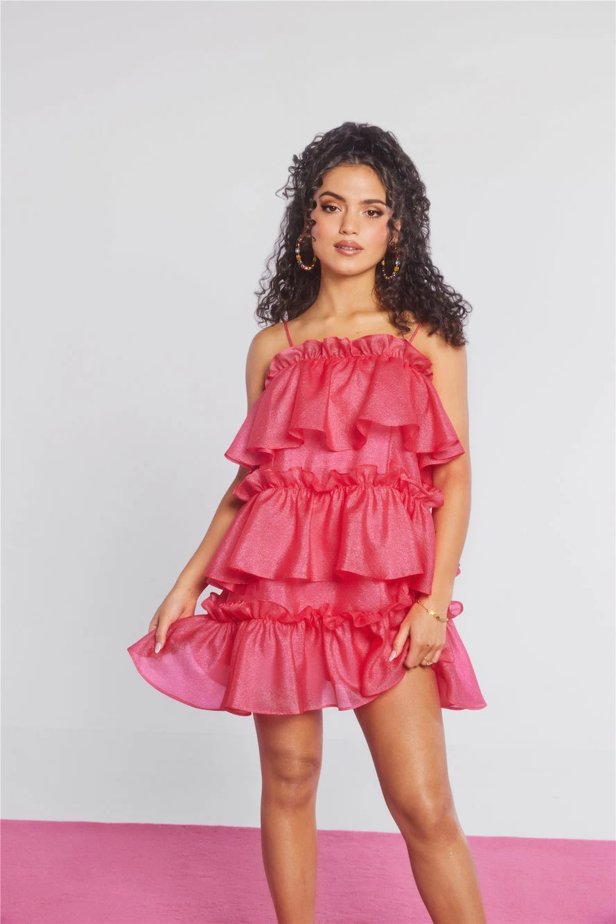 HELLO MOLLY Champagne Towers Mini Dress Hot Pink 13 HELLO MOLLY Champagne Towers Mini Dress Hot Pink - Image 11