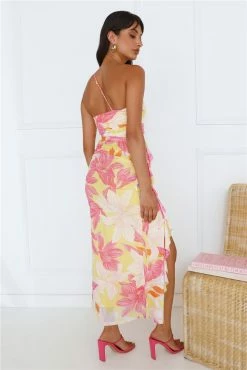 Another Lover One Shoulder Mesh Maxi Dress Yellow -Hello Molly Shop L4A0402 1699313013