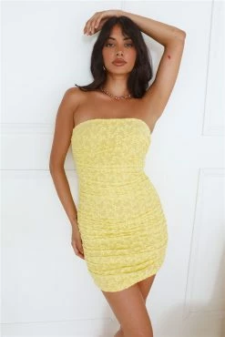 Dainty Vibe Strapless Mesh Mini Dress Yellow -Hello Molly Shop L4A0426 1699313071
