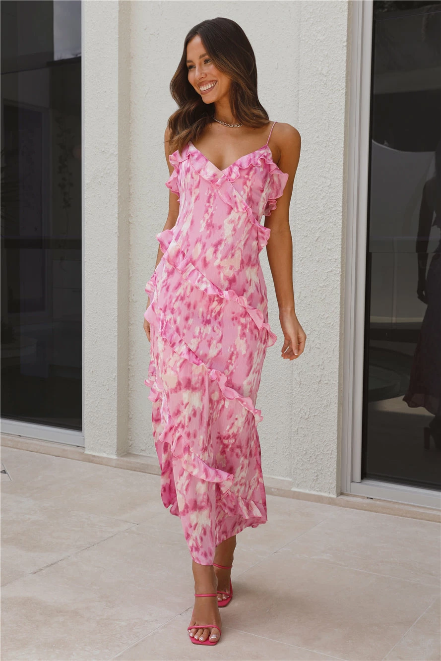Tickle Fancy Frill Maxi Dress Pink 5 Tickle Fancy Frill Maxi Dress Pink - Image 3