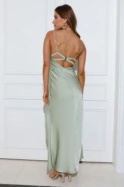 Refined Elegance Satin Maxi Dress Sage -Hello Molly Shop L4A1614 1686276666