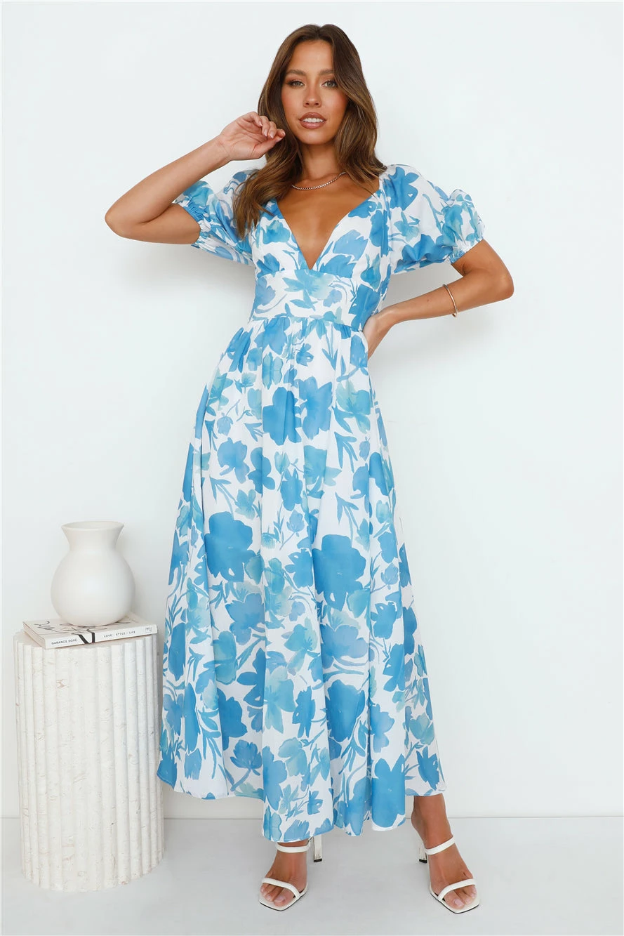 Leaves Falling Maxi Dress Blue 4 Leaves Falling Maxi Dress Blue - Image 2