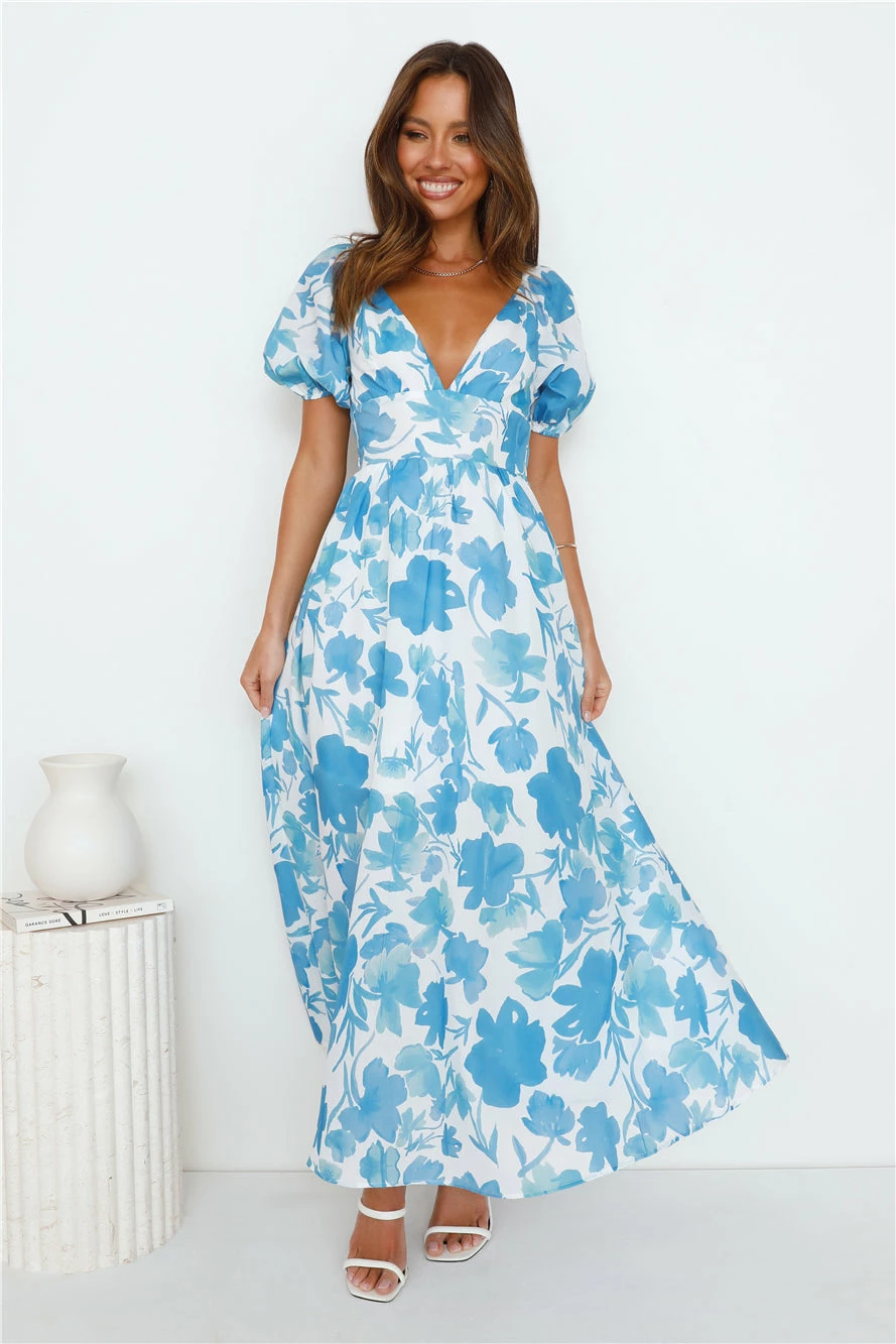 Leaves Falling Maxi Dress Blue 3 Leaves Falling Maxi Dress Blue