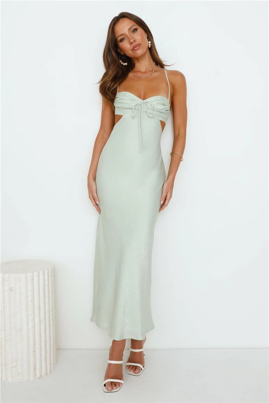 Magic In Her Vibe Satin Maxi Dress Sage 3 Magic In Her Vibe Satin Maxi Dress Sage