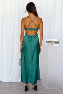 Purely Formed Satin Maxi Dress Green -Hello Molly Shop L4A3718 1646281936