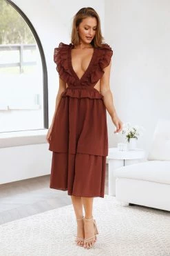Dive Into Love Midi Dress Brown -Hello Molly Shop L4A4054 1651718198