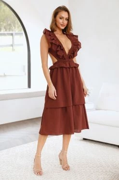 Dive Into Love Midi Dress Brown -Hello Molly Shop L4A4057 1651718199