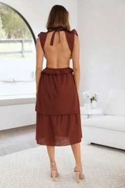 Dive Into Love Midi Dress Brown -Hello Molly Shop L4A4058 1651718199