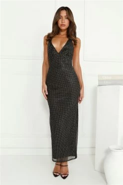 Sparks Fantasy Sequin Maxi Dress Black