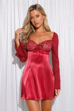 Dreaming Of Us Satin Mini Dress Red 10 Dreaming Of Us Satin Mini Dress Red -Hello Molly Shop L4A8282 1687491585