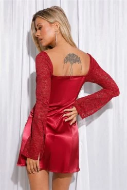 Dreaming Of Us Satin Mini Dress Red 12 Dreaming Of Us Satin Mini Dress Red -Hello Molly Shop L4A8288 1687491585