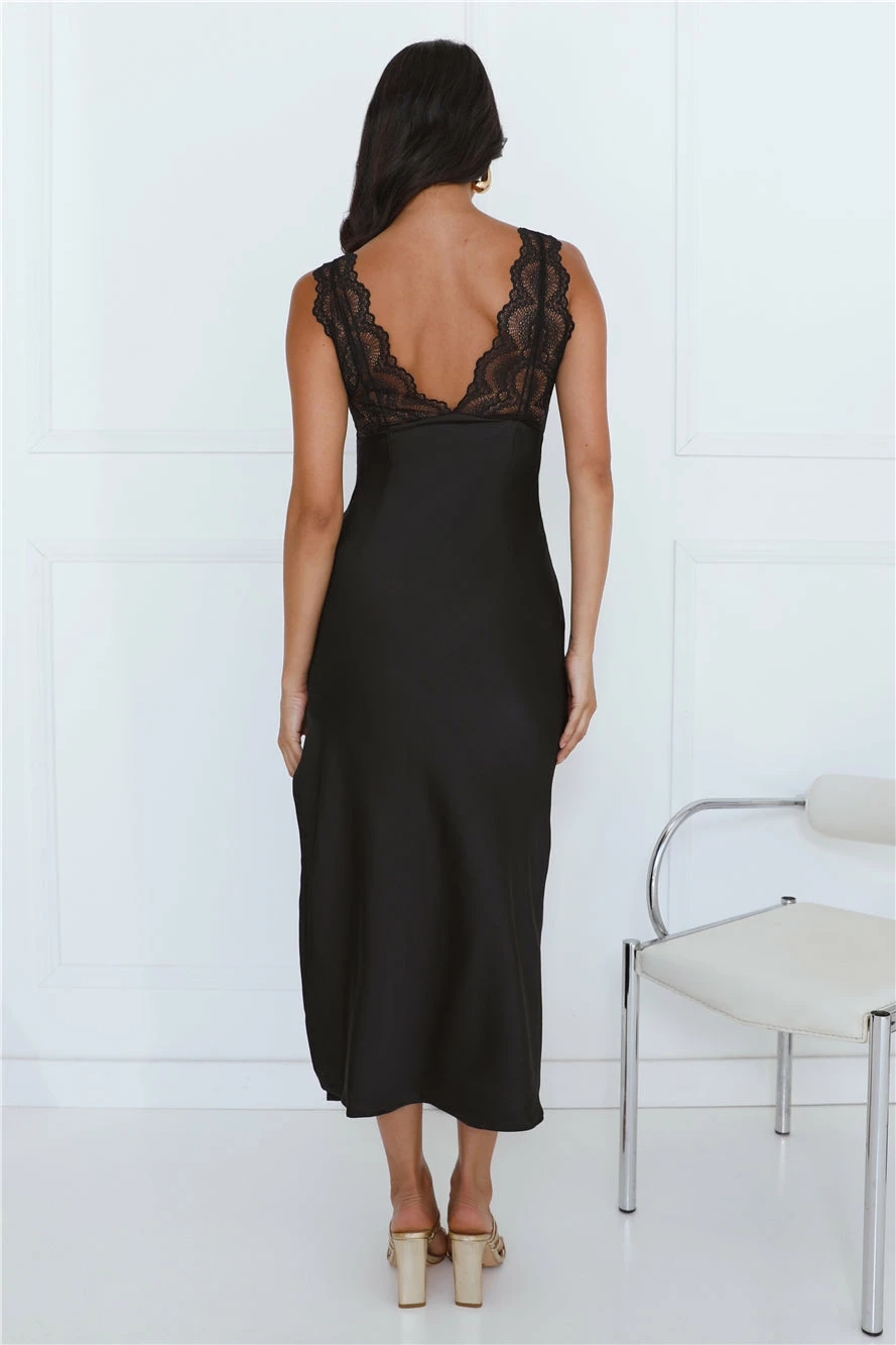 Gorgeous Vision Satin Lace Maxi Dress Black 15 Gorgeous Vision Satin Lace Maxi Dress Black - Image 13