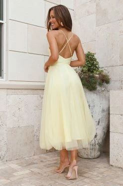 Wandering In The Light Tulle Midi Dress Yellow -Hello Molly Shop L4A9397 1701383345
