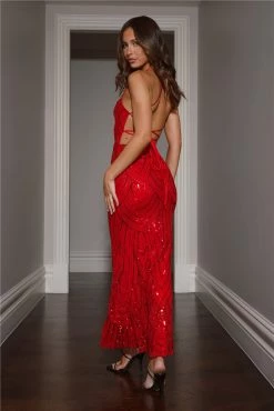 Own The Club Sequin Maxi Dress Red -Hello Molly Shop L4A9579 1694662099