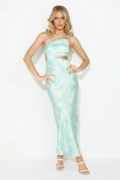 Hello Molly Shop 43 Main Muse Satin Maxi Dress Green