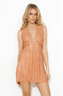 Seen In Plisse Mini Dress Orange