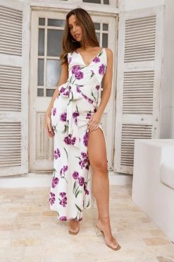 Rose Petals Satin Maxi Dress White 10 Rose Petals Satin Maxi Dress White -Hello Molly Shop Y2A3627 1704157963