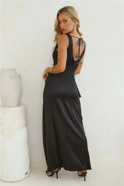 Stars Of Luxury Satin Maxi Dress Black -Hello Molly Shop Y2A5519 1702976510