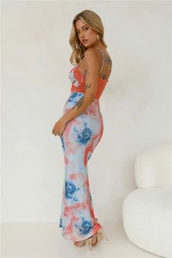 Wanted By All Mesh Maxi Dress Blue -Hello Molly Shop Y2A6207 1702888350
