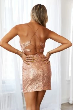 HELLO MOLLY Wanna Know How You Feel Sequin Dress Copper -Hello Molly Shop d7e04b10789fadf18dc6