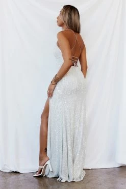 DEAR EMILIA Shimmer Lake Maxi Dress Silver Sequins 10 DEAR EMILIA Shimmer Lake Maxi Dress Silver Sequins -Hello Molly Shop e52995e30e54f37c5801 508c1ce5 1a38 408d 83ad 2ba2a48affe0